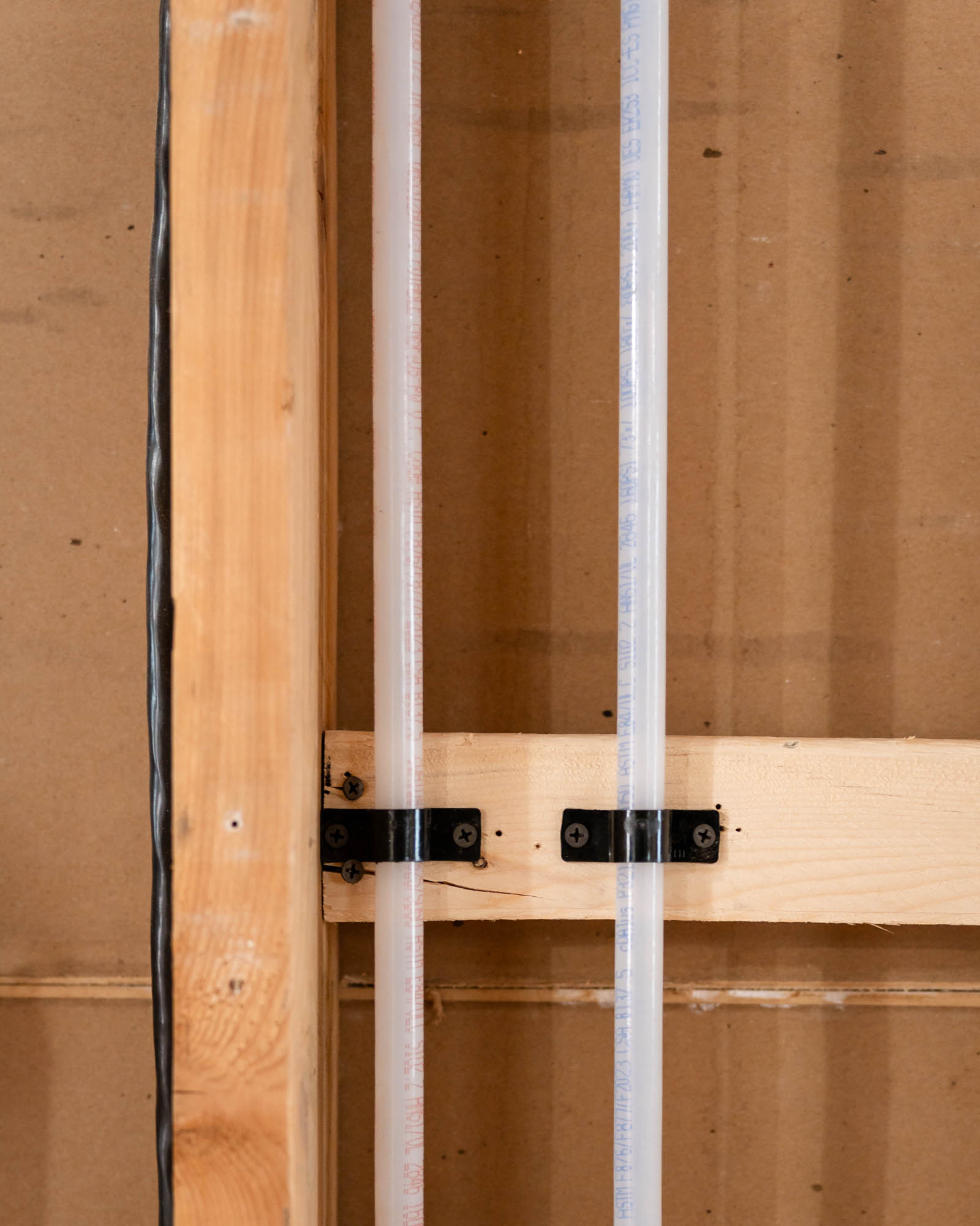 PEX tubing with clamps - bathroom renovation plumbing