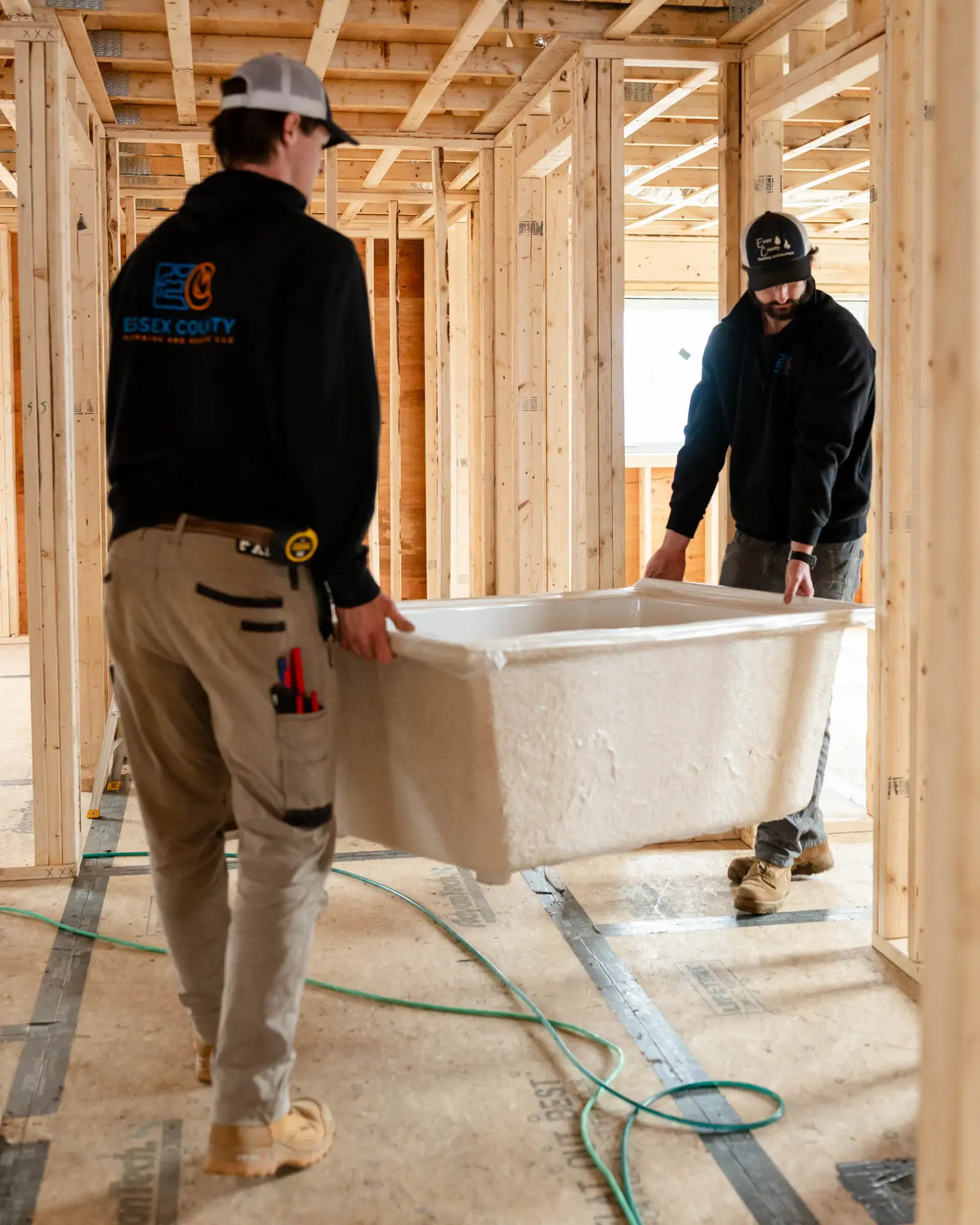 Ecp team members 2 and 3 bathtub install 07 - Hampton NH plumbing project