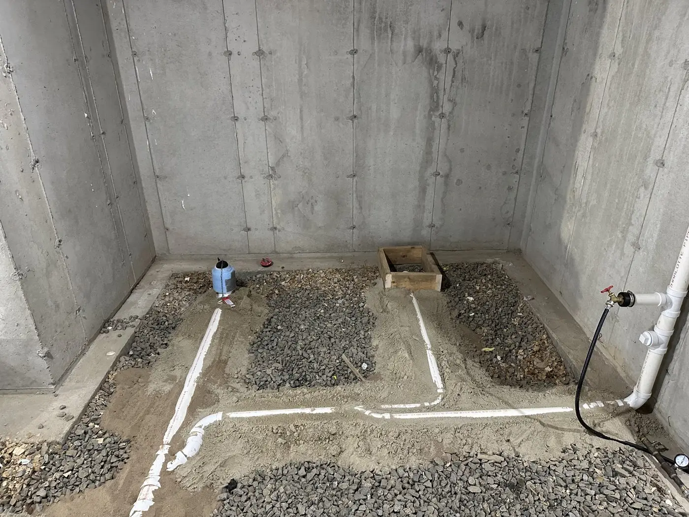 Alternate angle, underslab plumbing rough-in - Newburyport MA plumbing project